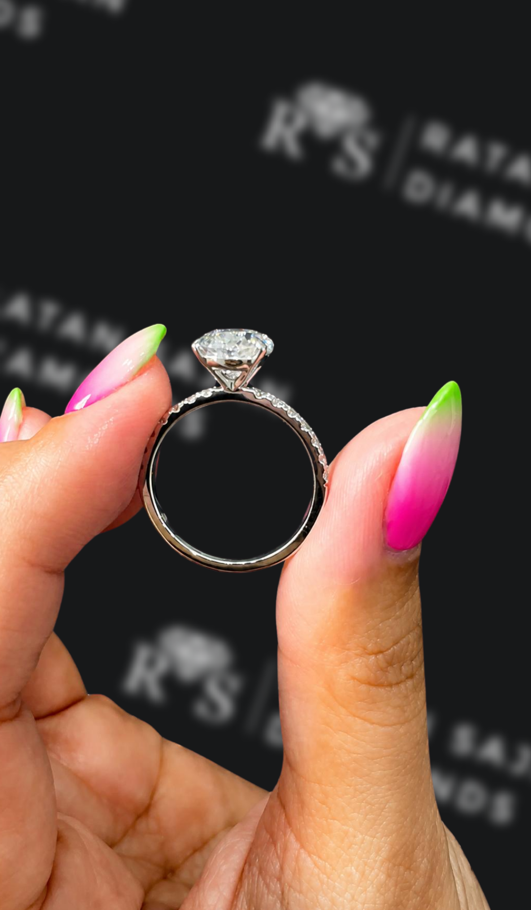 2.5 Carat Diamond Band Engagement Ring - Pear Diamond