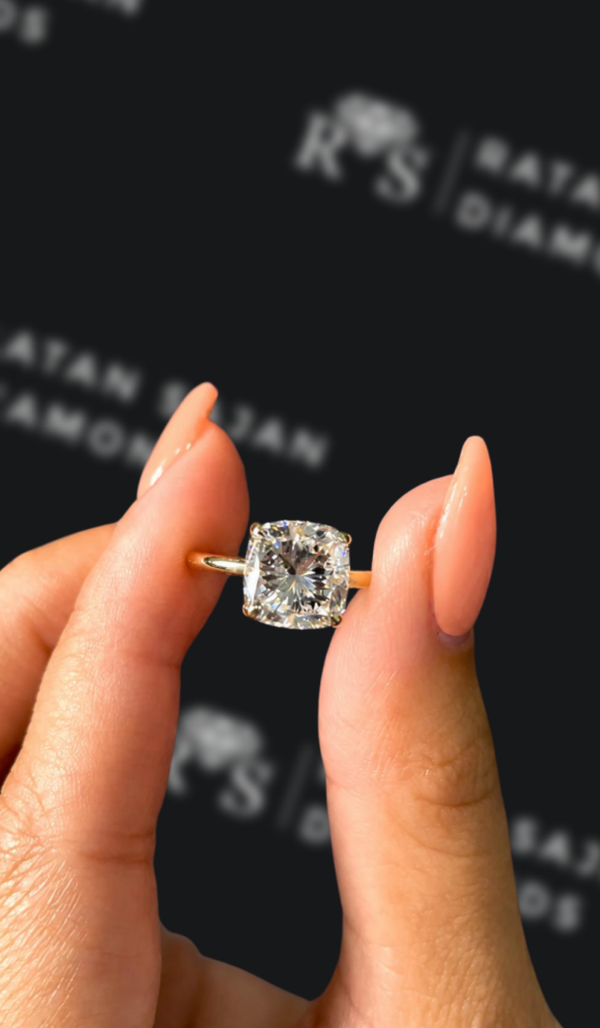 3 Carat Solitaire Engagement Ring - Cushion Diamond