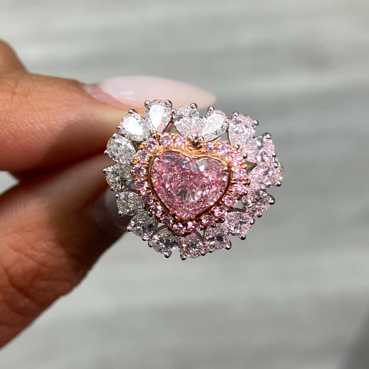 Pink Heart Diamond Statement Ring
