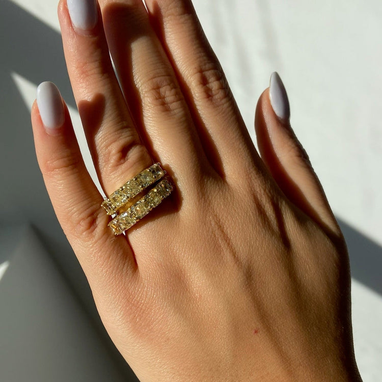 Fancy Yellow Radiant Half Eternity Diamond Band